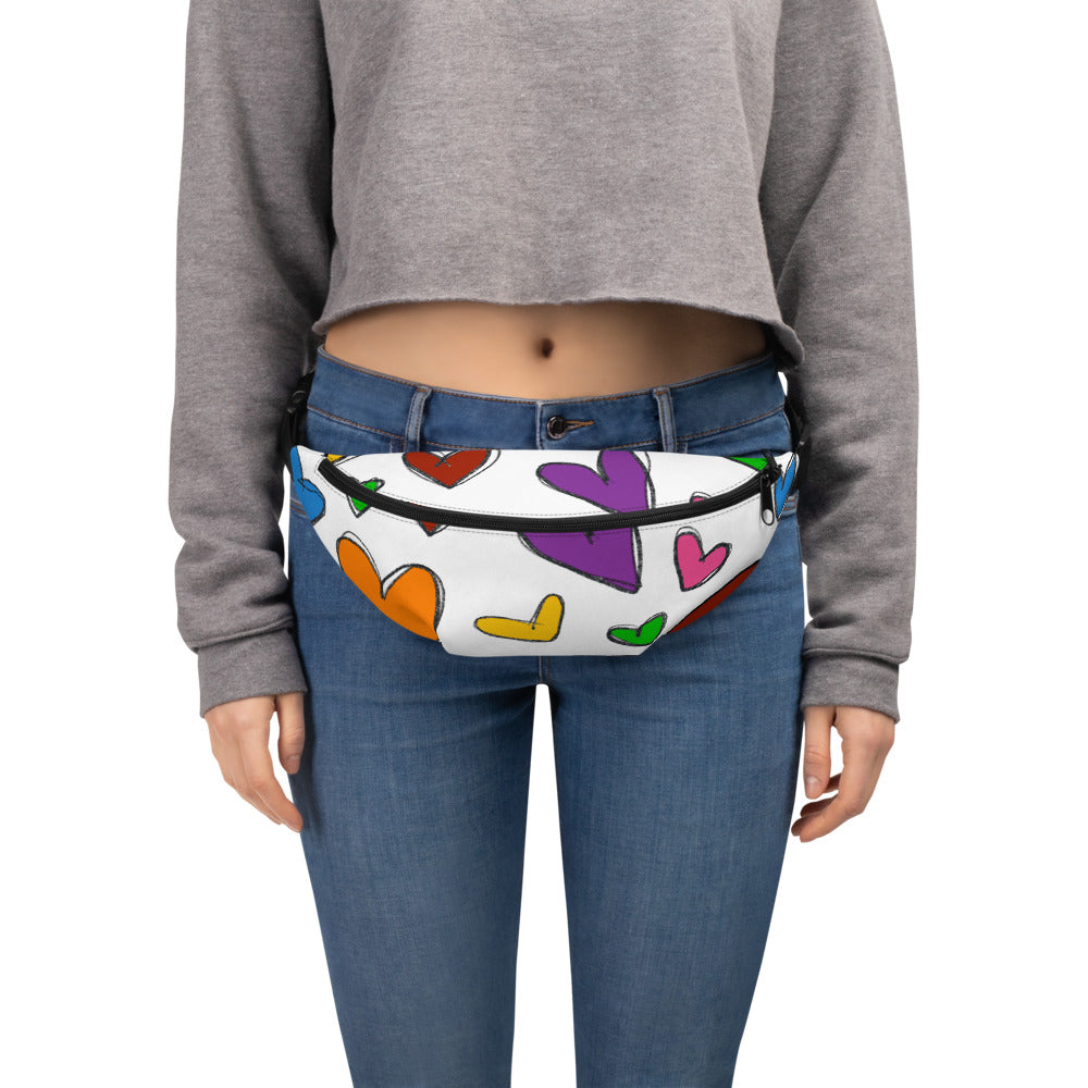 Large Sketch Hearts Fanny Pack