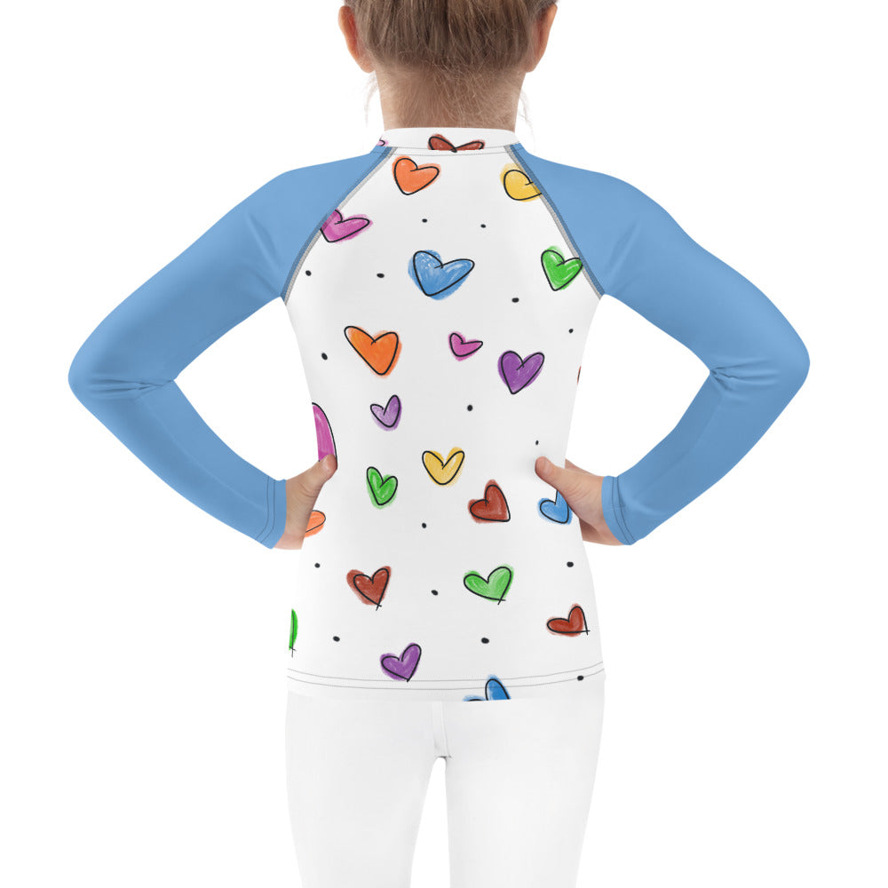 Little Sketch Hearts Kids Rash Guard