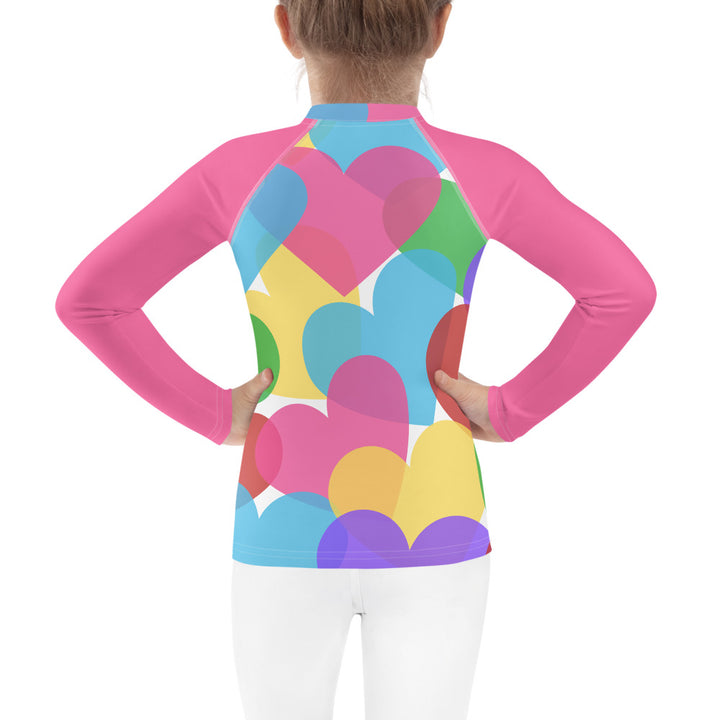 Large Colorful Hearts Kids Rash Guard