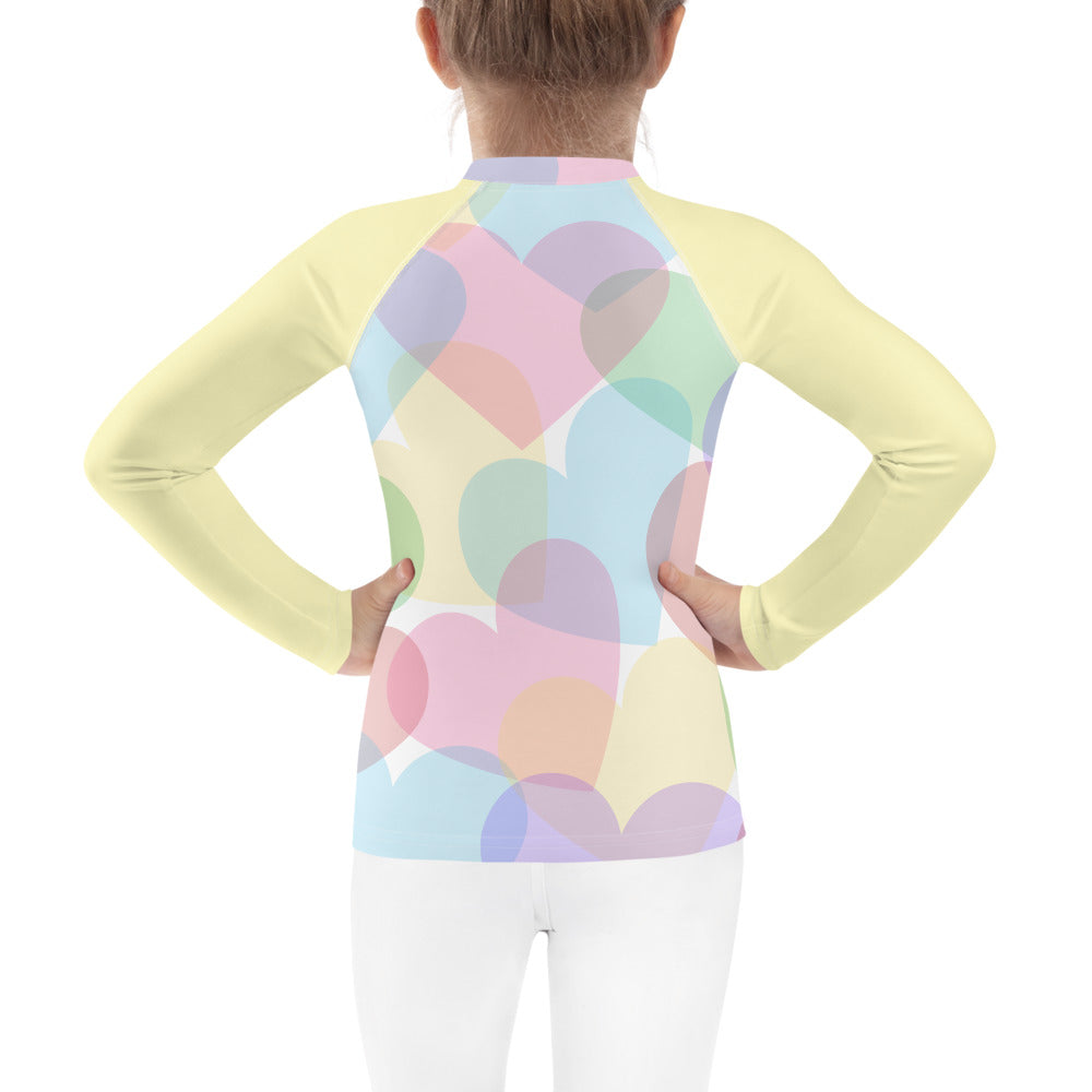 Pastel Hearts Kids Rash Guard