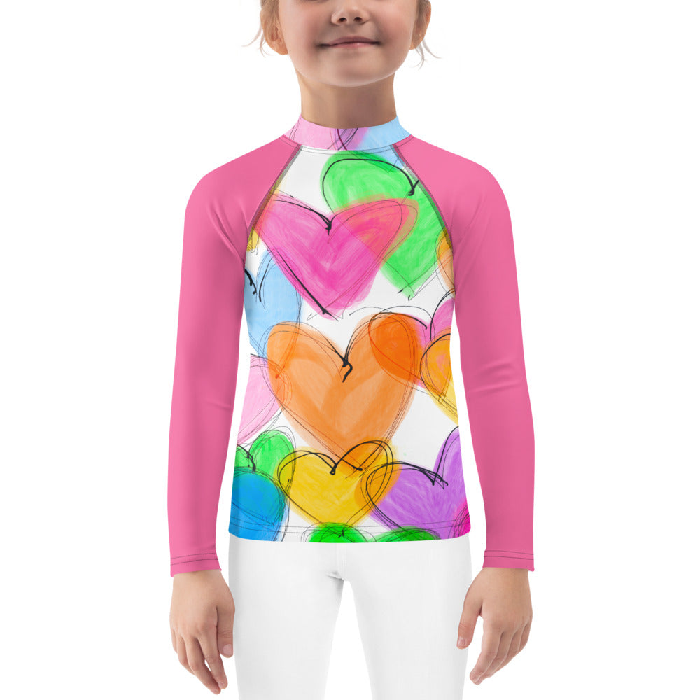 Scribble Hearts Kids Rash Guard