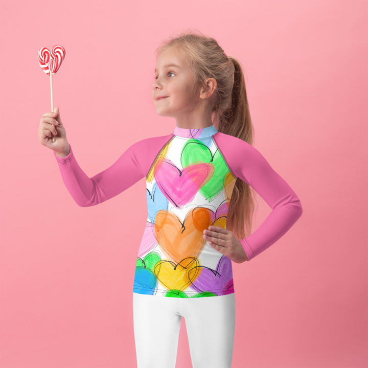 Scribble Hearts Kids Rash Guard