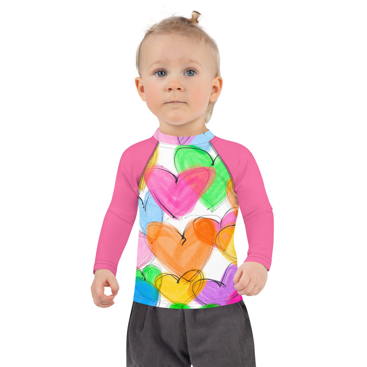 Scribble Hearts Kids Rash Guard