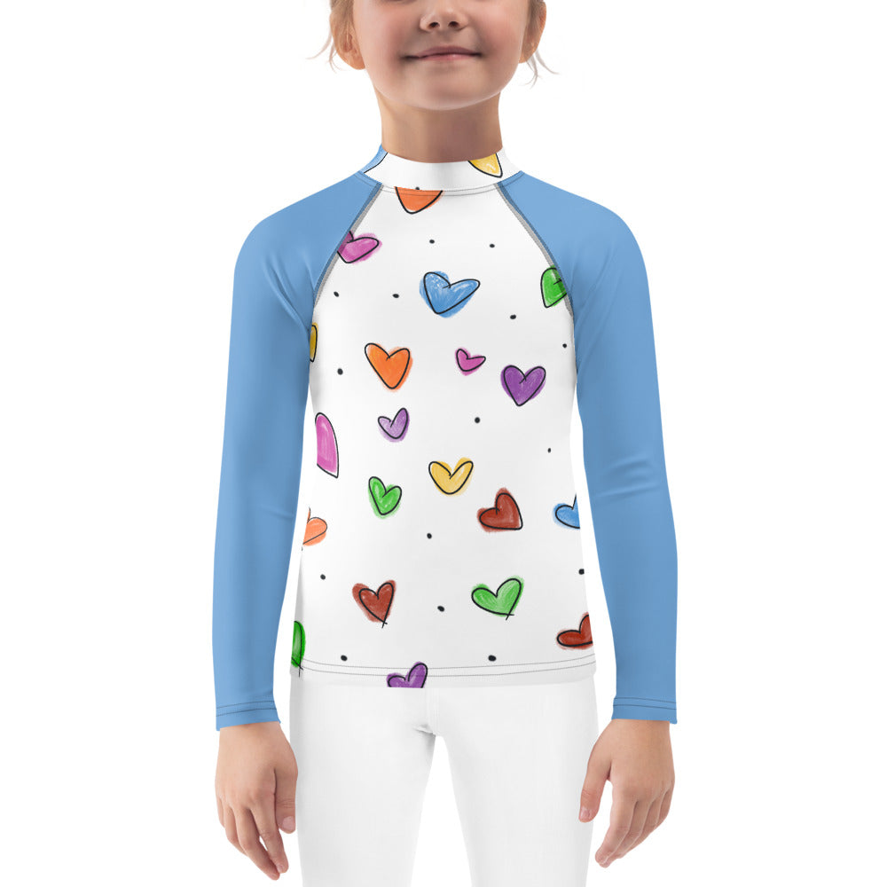 Little Sketch Hearts Kids Rash Guard