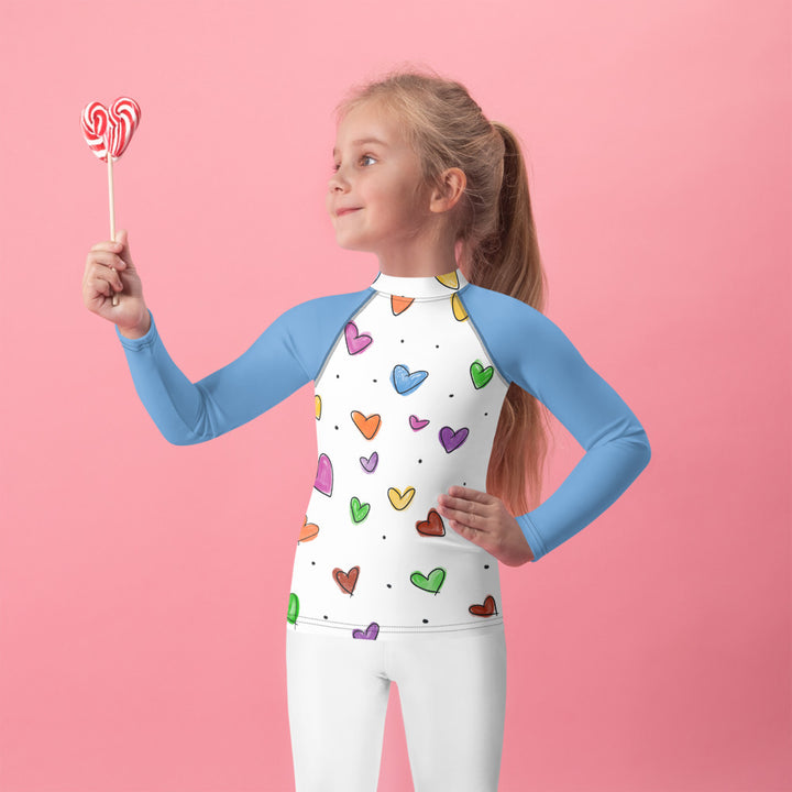 Little Sketch Hearts Kids Rash Guard