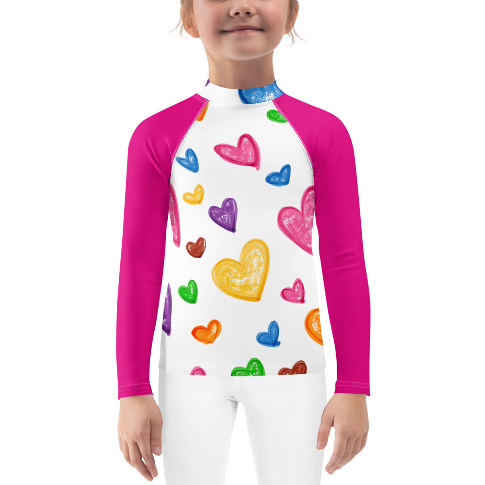 Crayon Hearts Kids Rash Guard