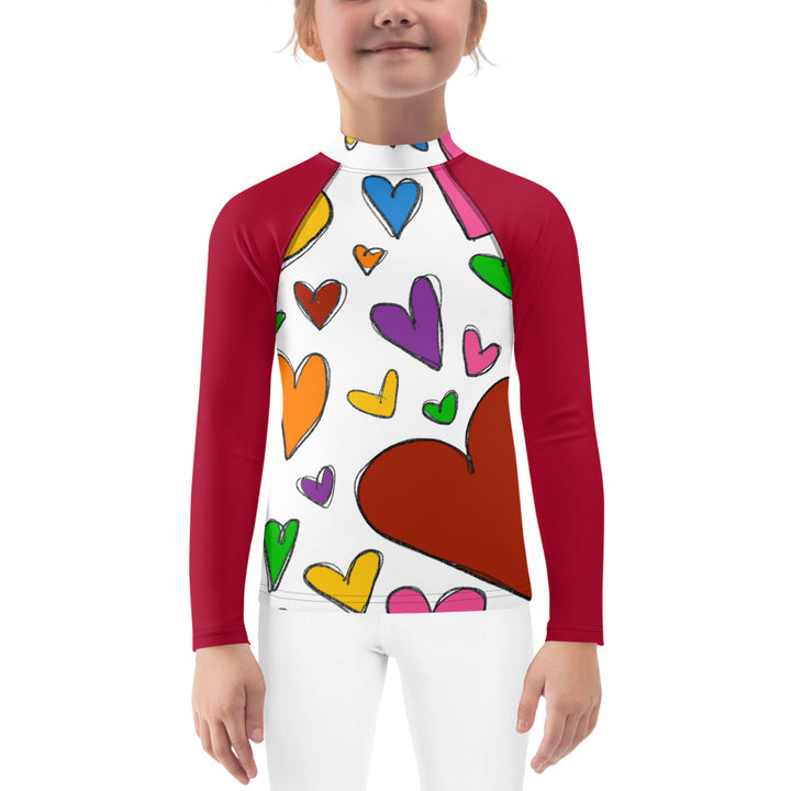 Large Sketch Hearts Kids Rash Guard