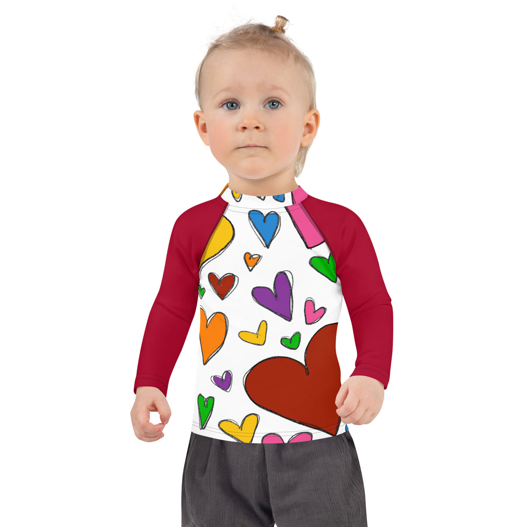 Large Sketch Hearts Kids Rash Guard