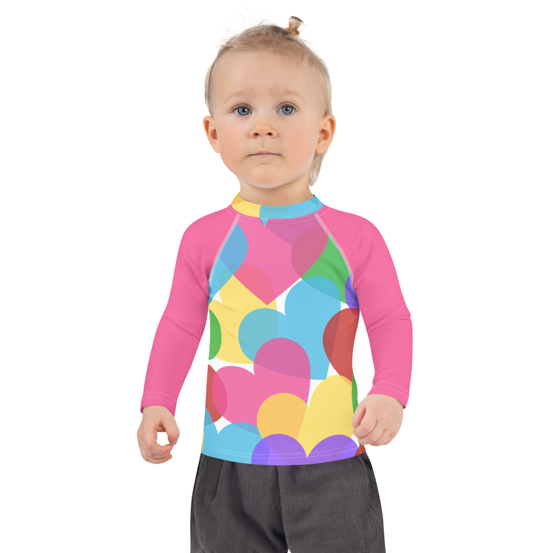 Large Colorful Hearts Kids Rash Guard