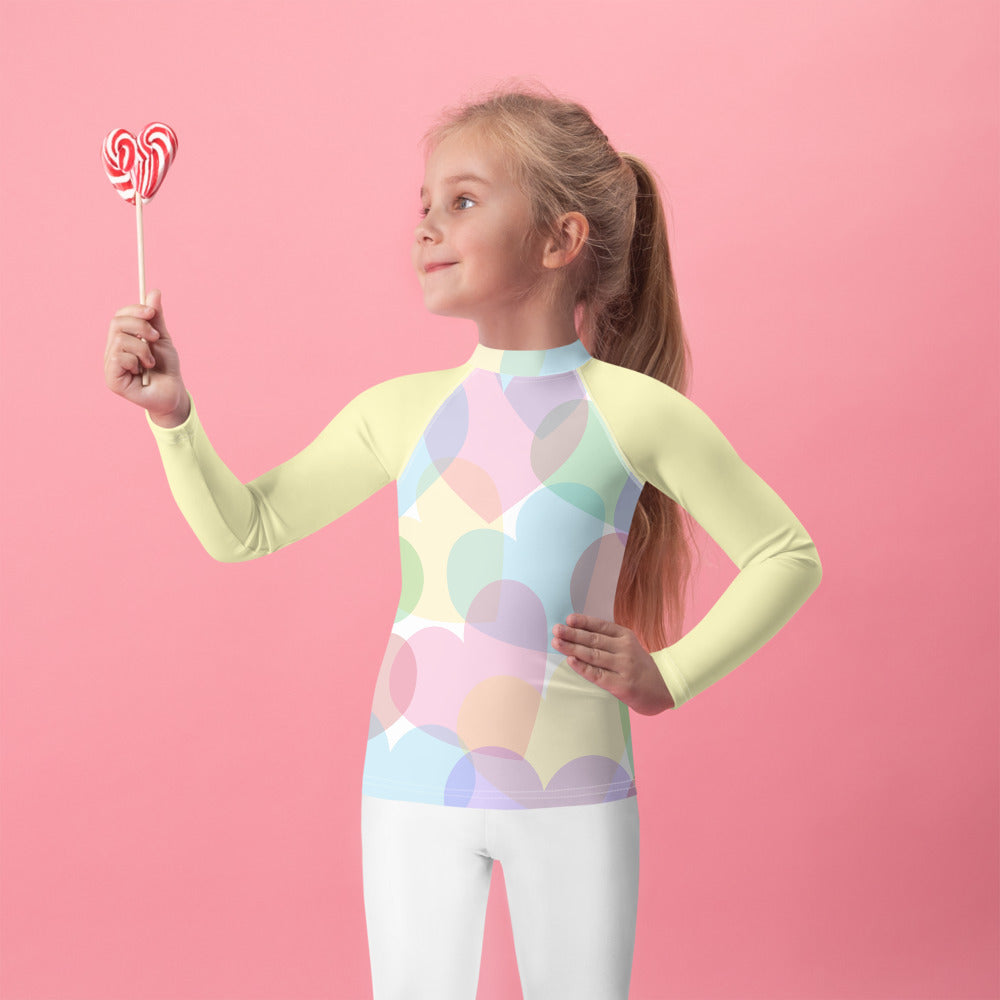 Pastel Hearts Kids Rash Guard