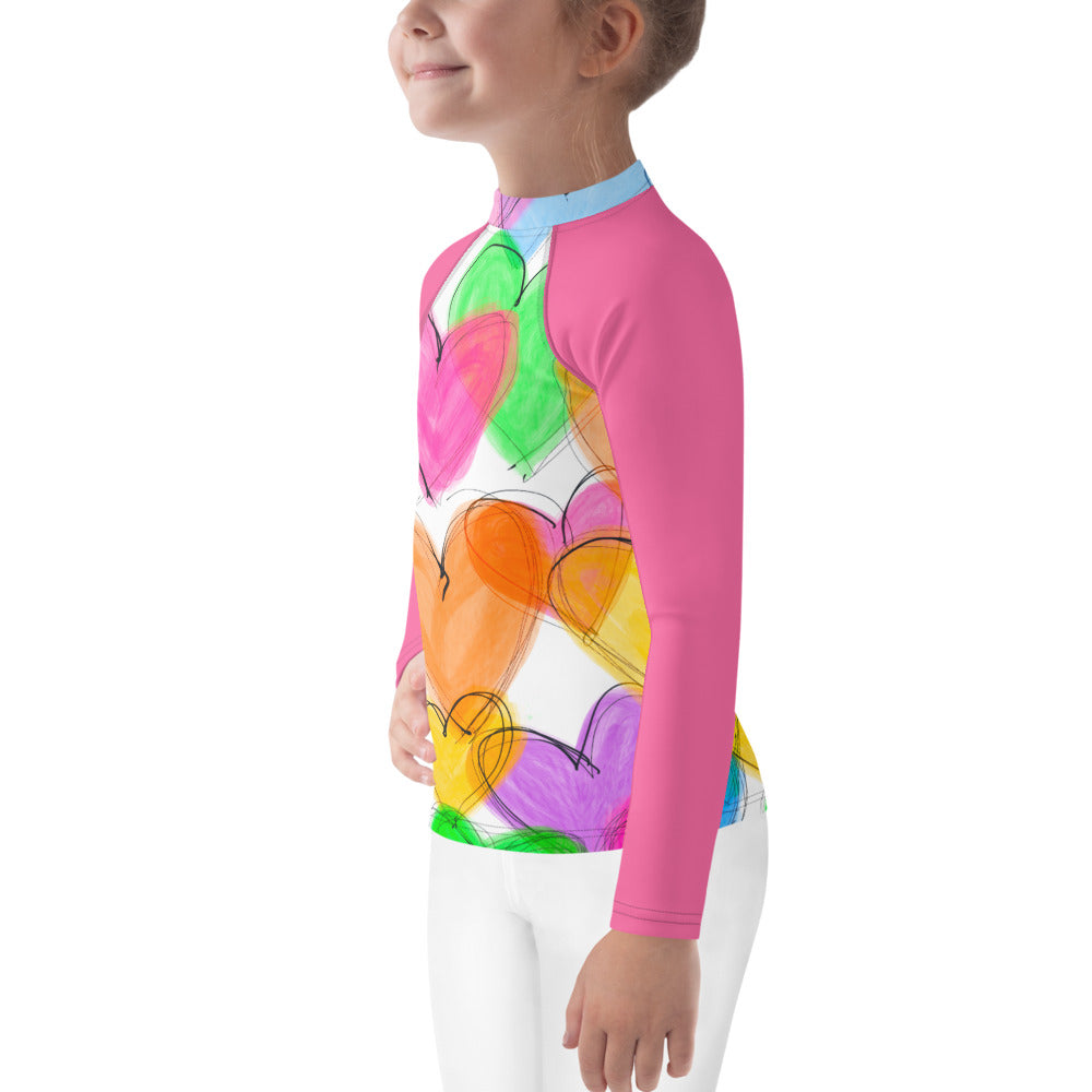 Scribble Hearts Kids Rash Guard