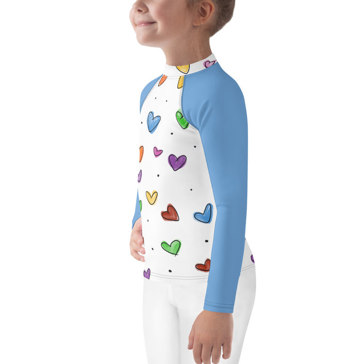 Little Sketch Hearts Kids Rash Guard