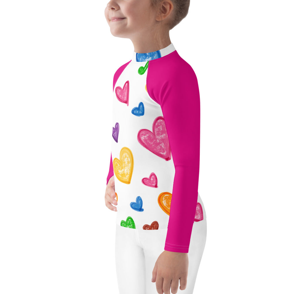 Crayon Hearts Kids Rash Guard