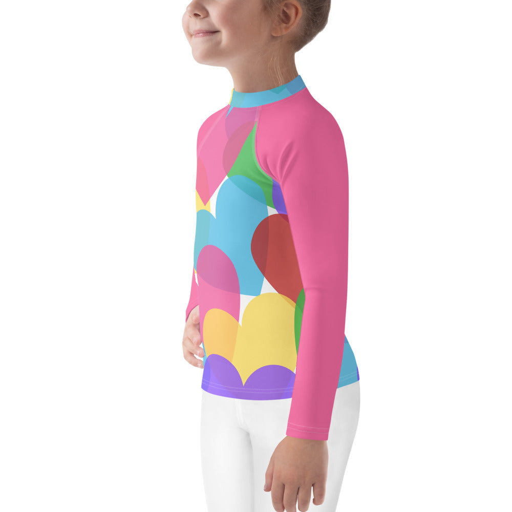 Large Colorful Hearts Kids Rash Guard