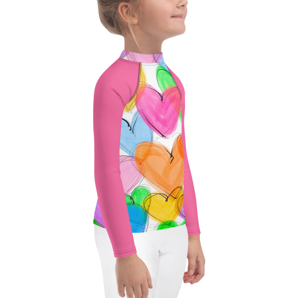 Scribble Hearts Kids Rash Guard