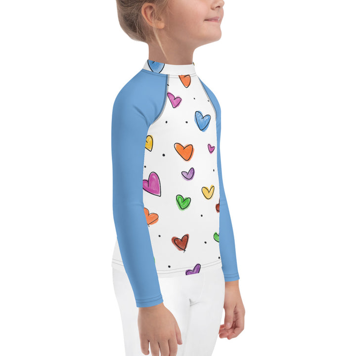 Little Sketch Hearts Kids Rash Guard