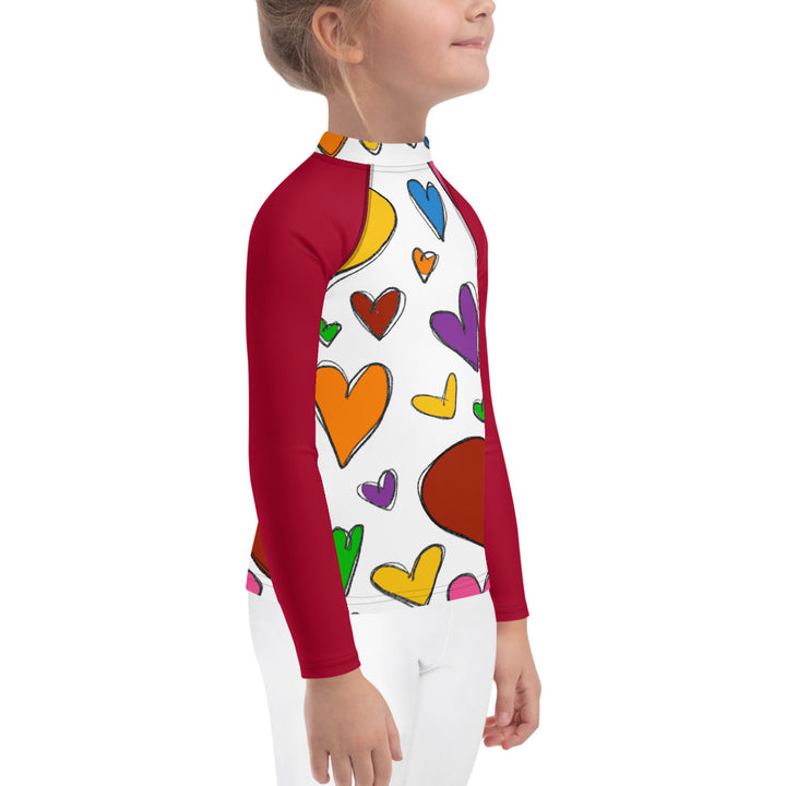 Large Sketch Hearts Kids Rash Guard