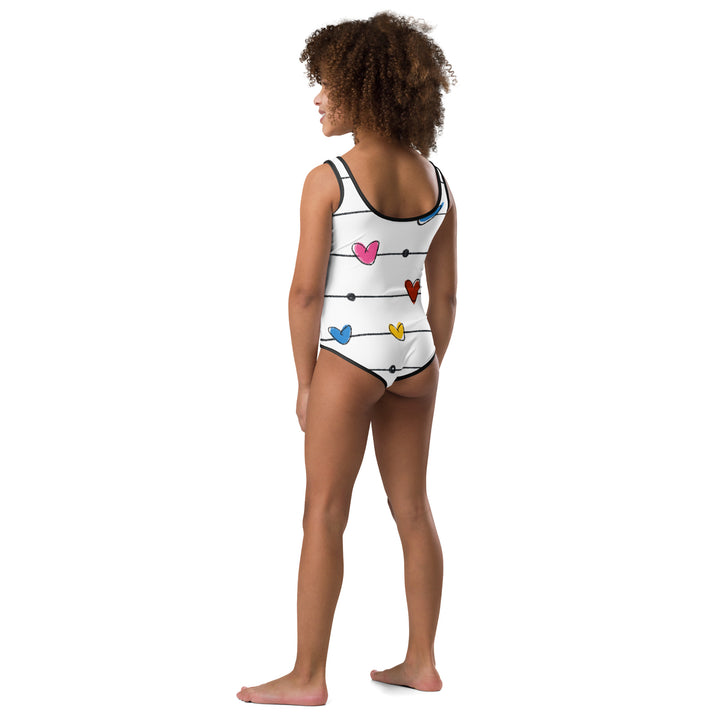 String Hearts All-Over Print Kids Swimsuit