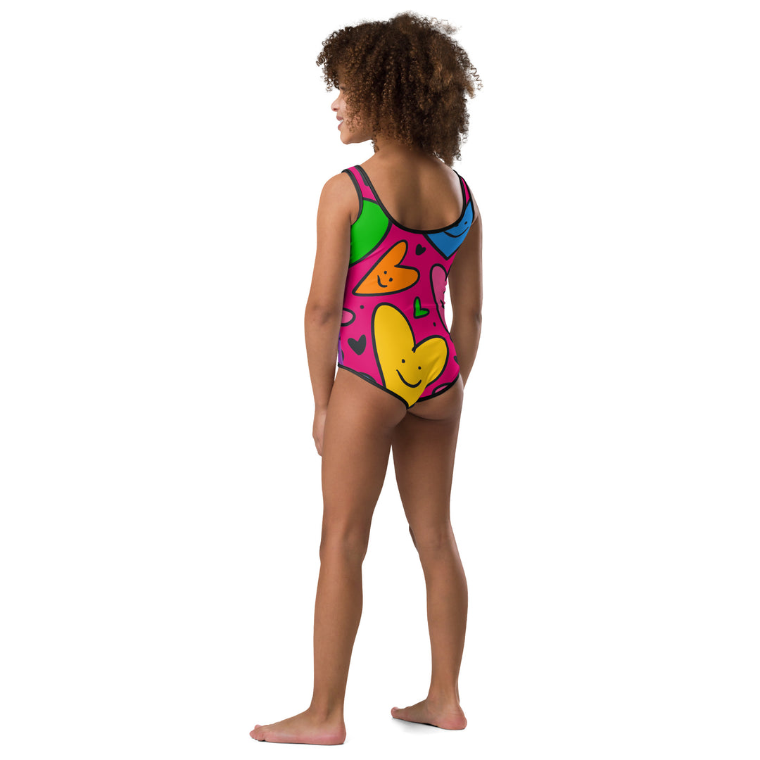 Happy Hearts All-Over Print Kids Swimsuit