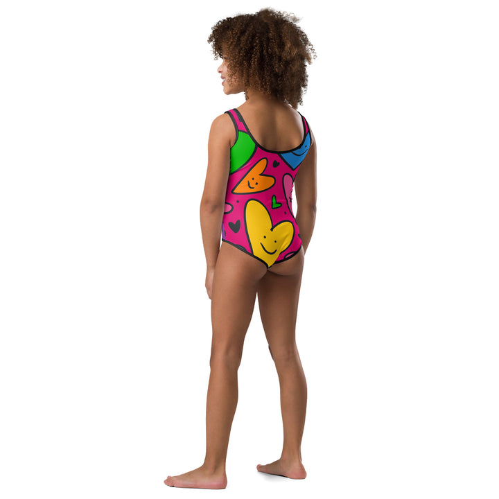 Happy Hearts All-Over Print Kids Swimsuit