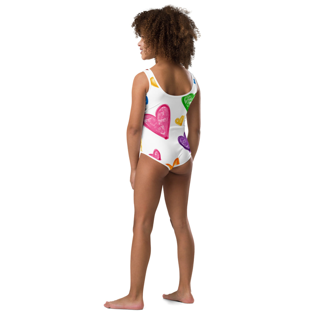 Crayon Hearts All-Over Print Kids Swimsuit