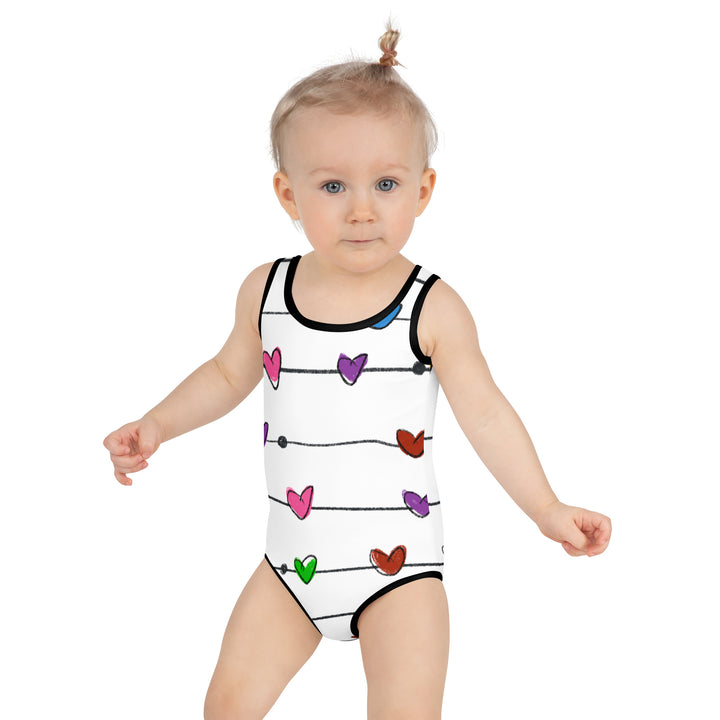 String Hearts All-Over Print Kids Swimsuit