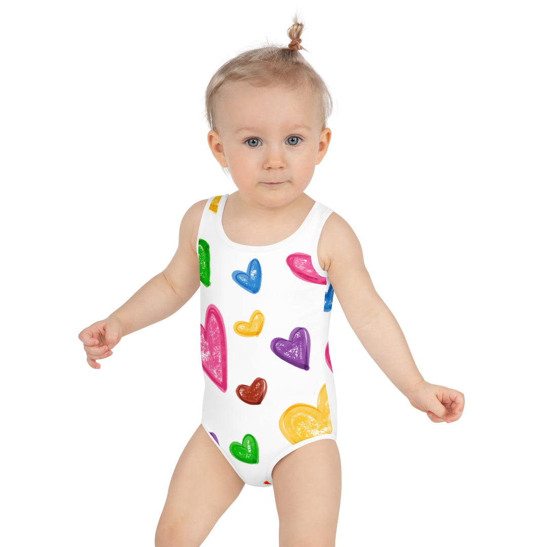 Crayon Hearts All-Over Print Kids Swimsuit