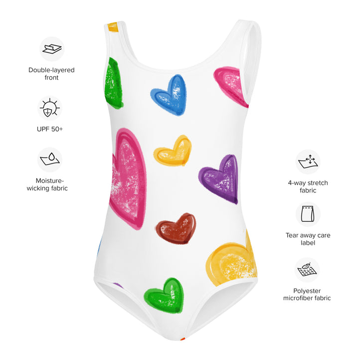 Crayon Hearts All-Over Print Kids Swimsuit