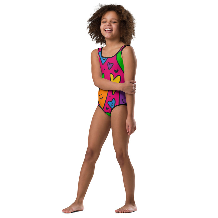 Happy Hearts All-Over Print Kids Swimsuit