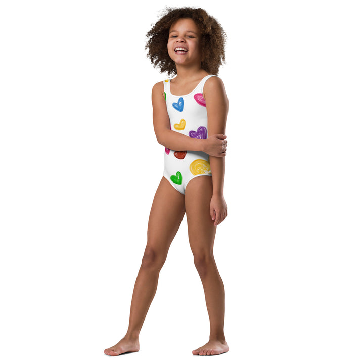 Crayon Hearts All-Over Print Kids Swimsuit