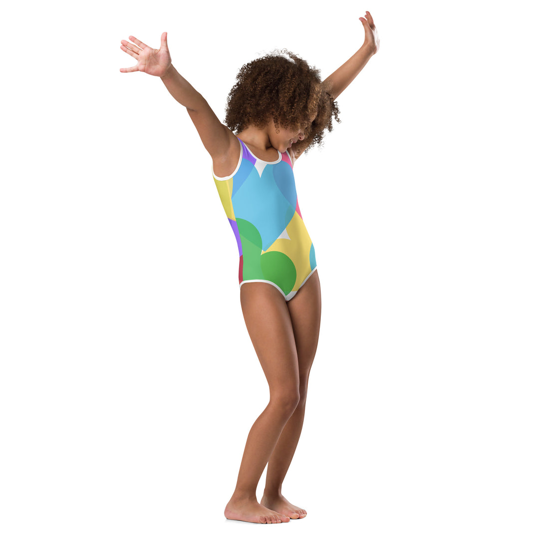 Large Hearts All-Over Print Kids Swimsuit