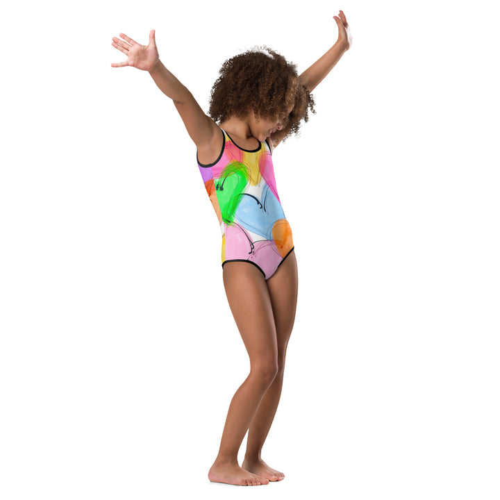 Sketched Hearts All-Over Print Kids Swimsuit