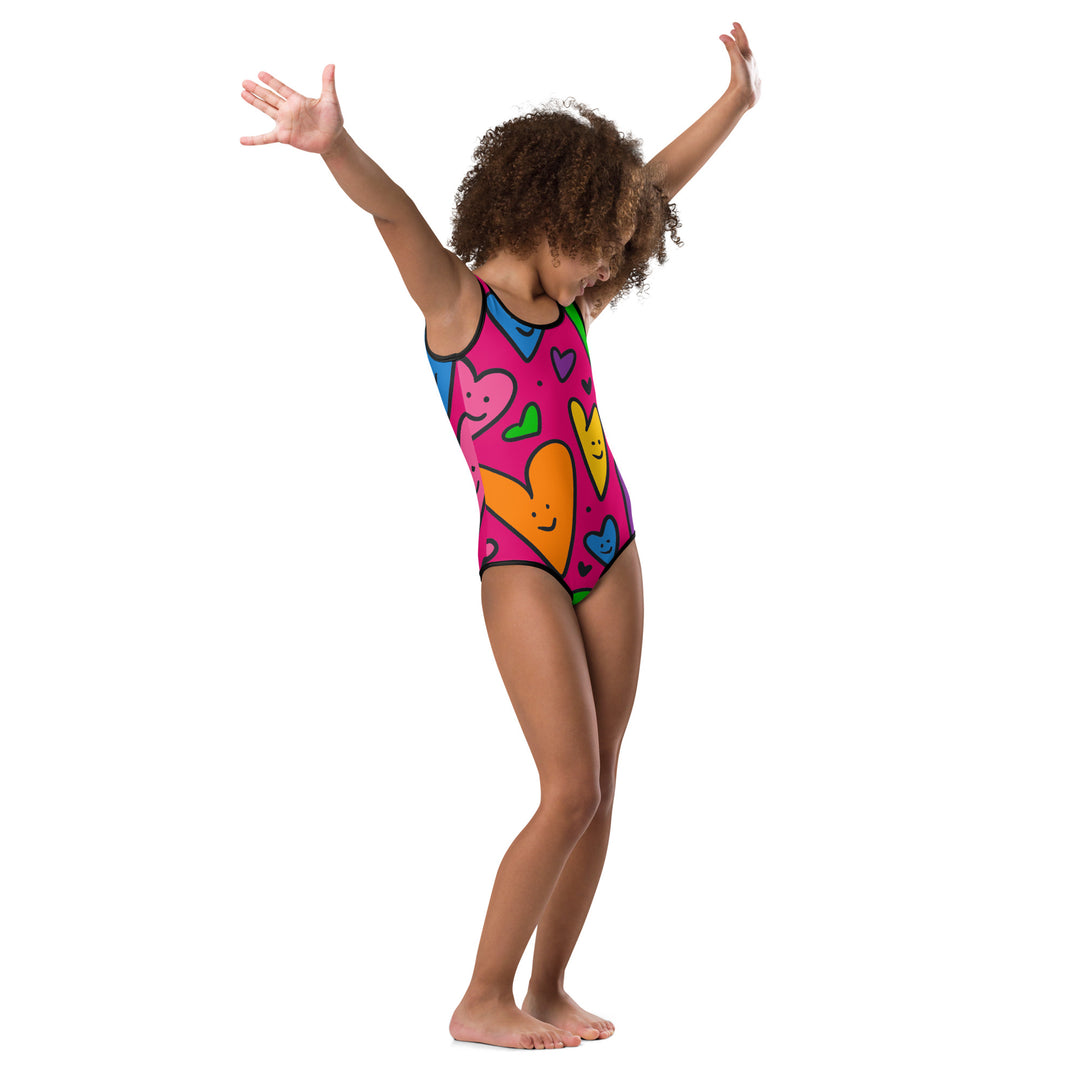 Happy Hearts All-Over Print Kids Swimsuit