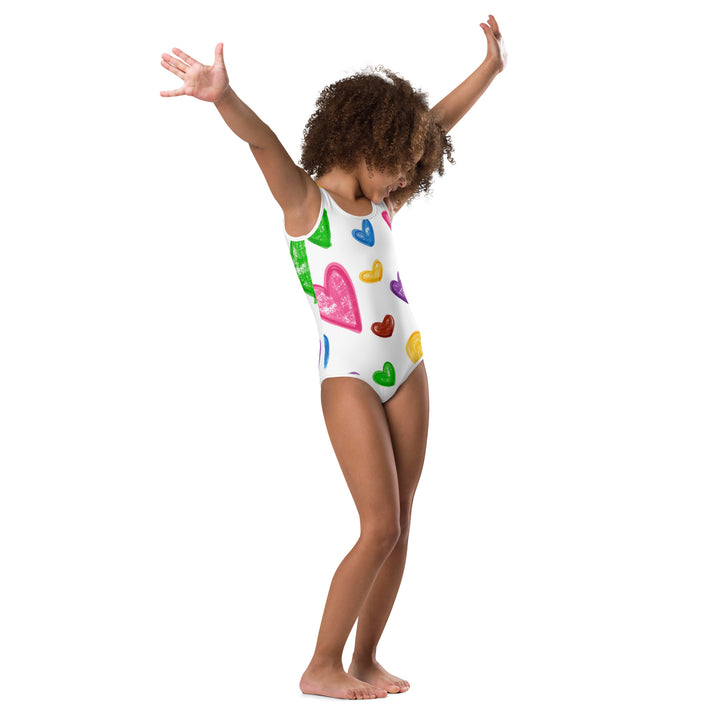 Crayon Hearts All-Over Print Kids Swimsuit