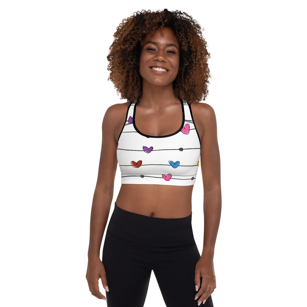 String Hearts Padded Sports Bra