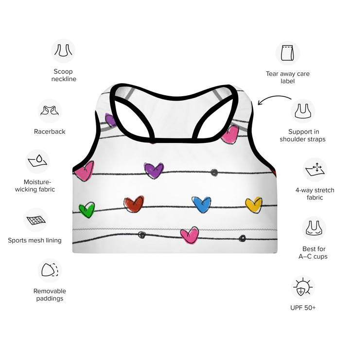 String Hearts Padded Sports Bra