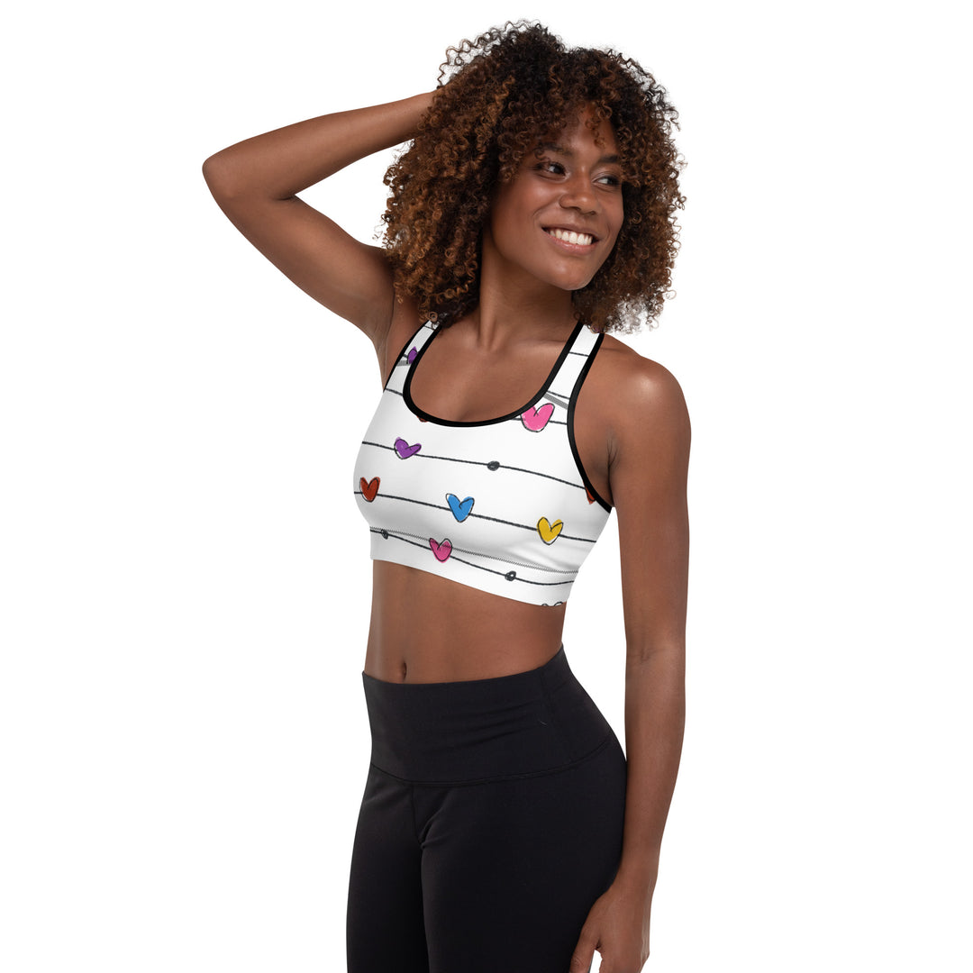 String Hearts Padded Sports Bra