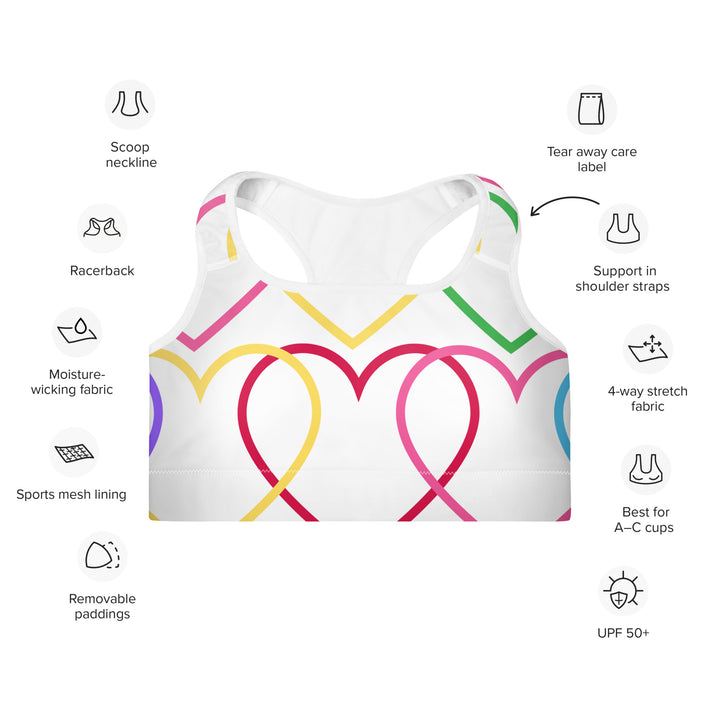 Symmetrical Hearts Padded Sports Bra