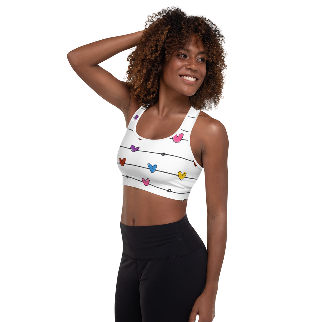 String Hearts Padded Sports Bra