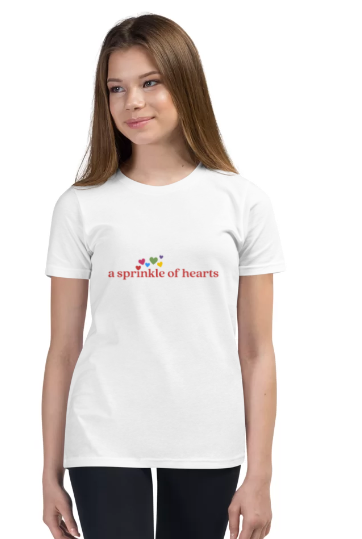 "A Sprinkle of Hearts" Youth Short Sleeve T-Shirt