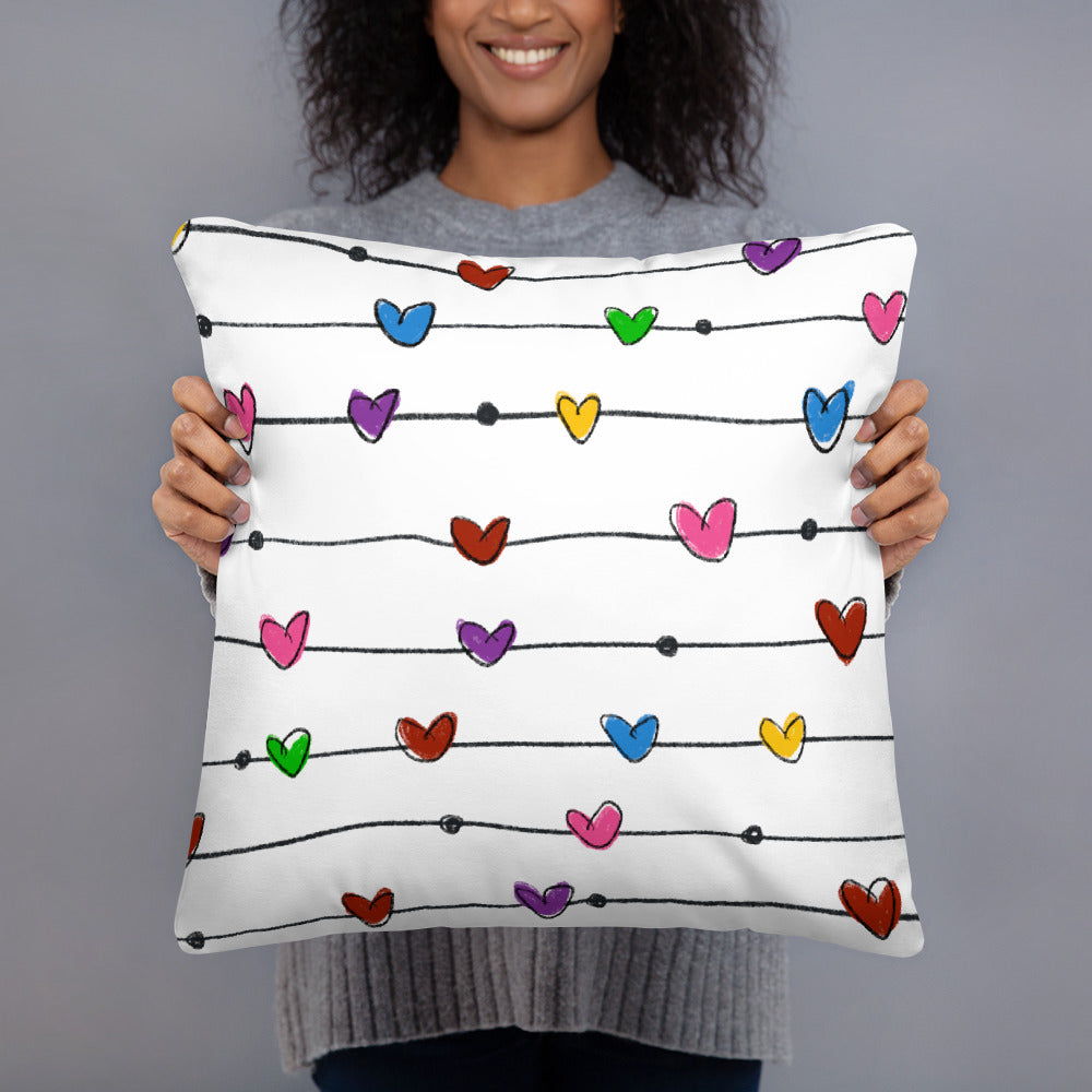 String Hearts Basic Pillow