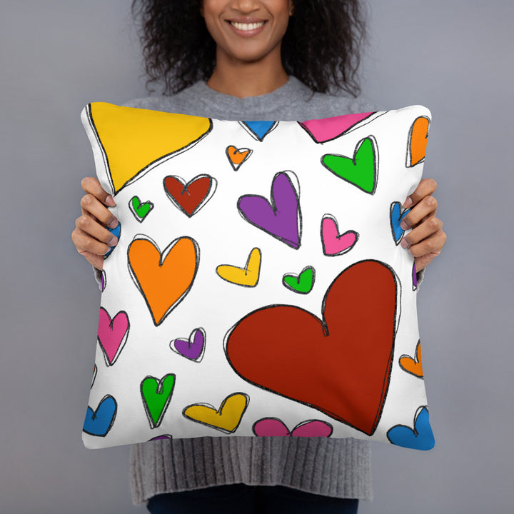 Sketch Hearts Basic Pillow