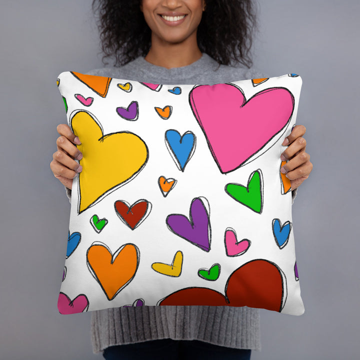 Sketch Hearts Basic Pillow