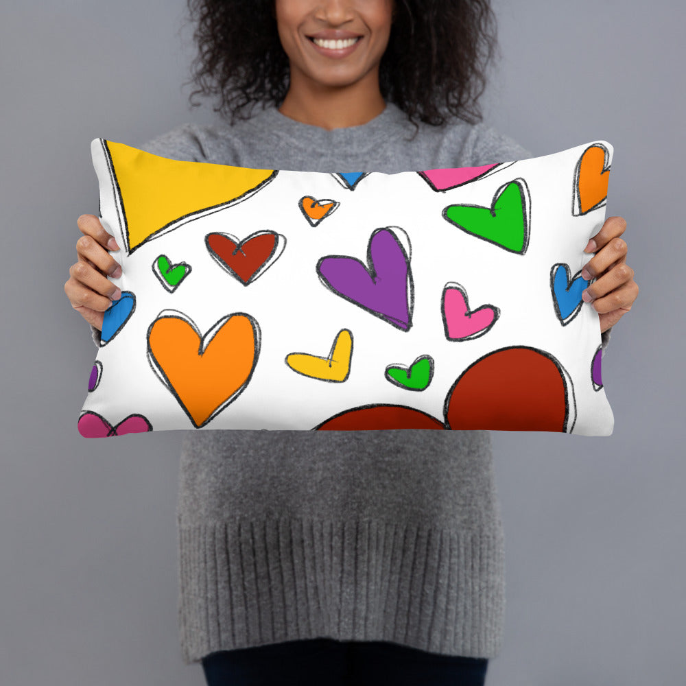 Sketch Hearts Basic Pillow