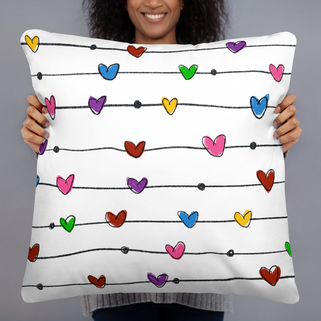 String Hearts Basic Pillow