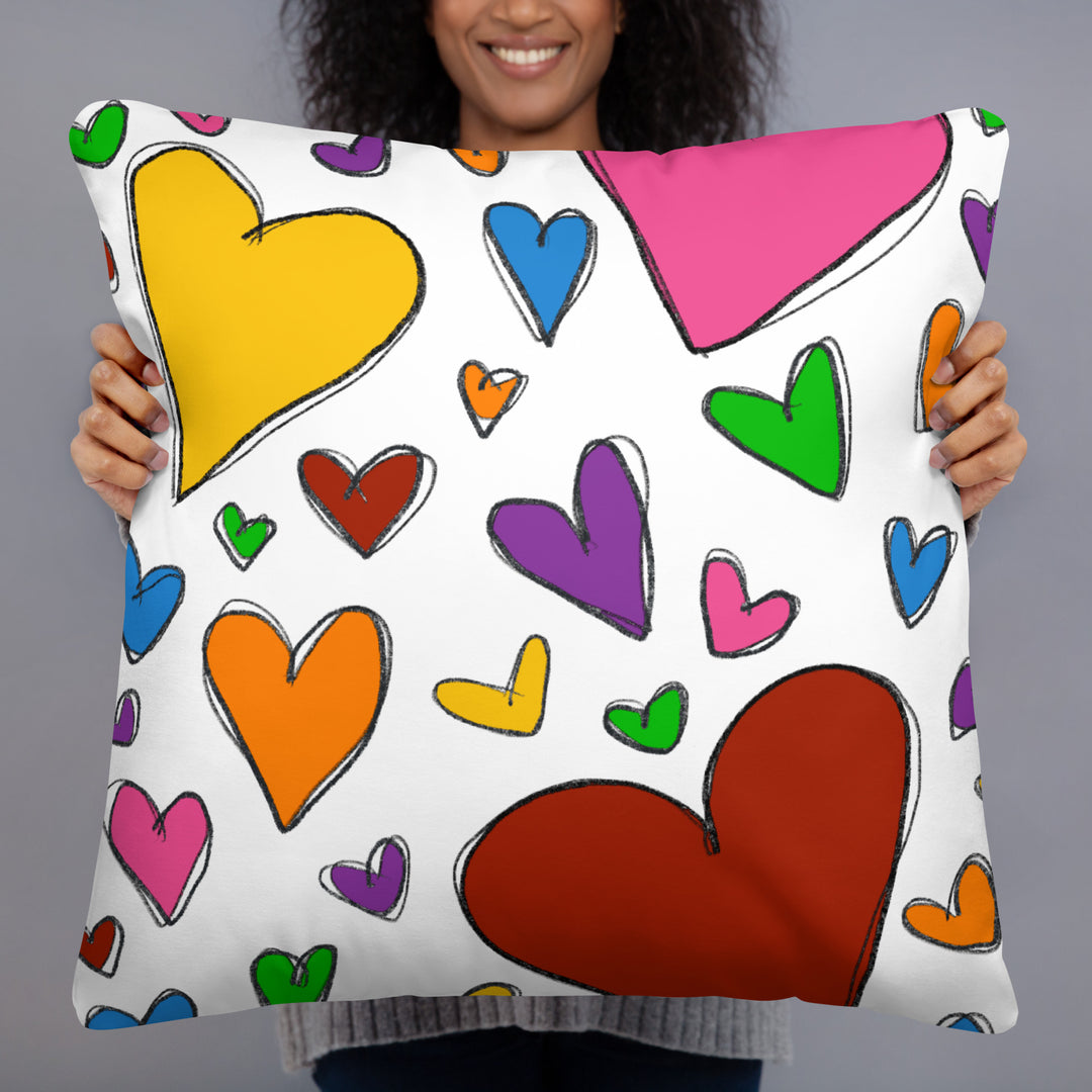 Sketch Hearts Basic Pillow