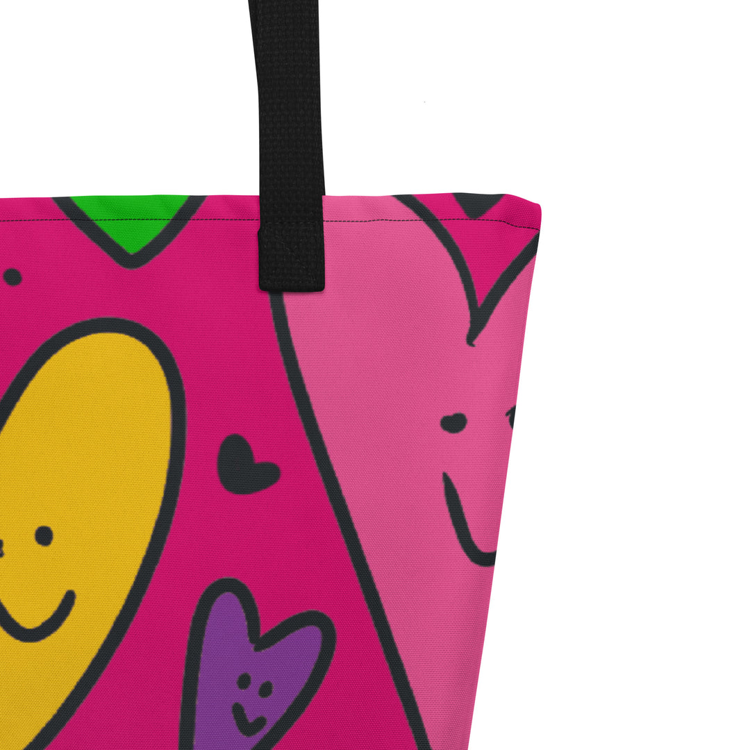 Happy Hearts All-Over Print Large Tote Bag