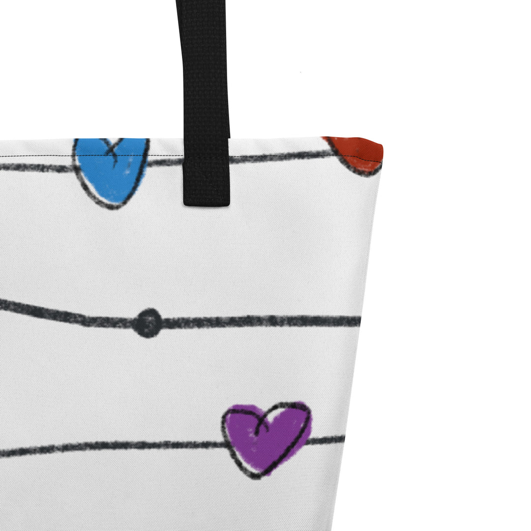 String Hearts All-Over Print Large Tote Bag